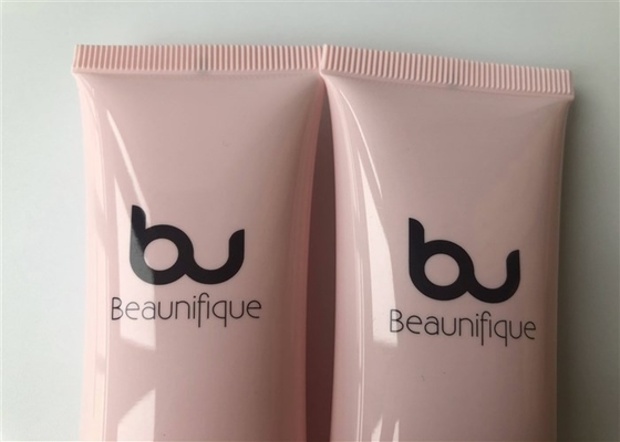 Pink Plastic Cream Tubes Mineral Moisturizing  1 Color Offset Printing With Black Elliptical Cap