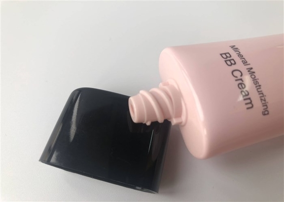 Pink Plastic Cream Tubes Mineral Moisturizing  1 Color Offset Printing With Black Elliptical Cap