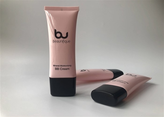 Pink Plastic Cream Tubes Mineral Moisturizing  1 Color Offset Printing With Black Elliptical Cap