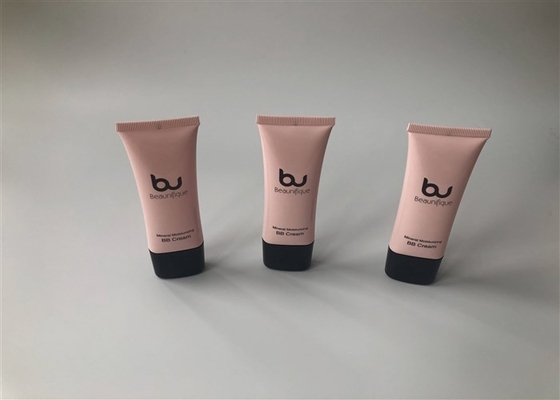 Pink Plastic Cream Tubes Mineral Moisturizing  1 Color Offset Printing With Black Elliptical Cap