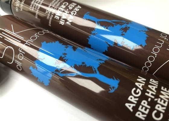 100ml  plastic tube pcakaging Dia35 protein masque brown color tube silk print arc-shaped flip top cap