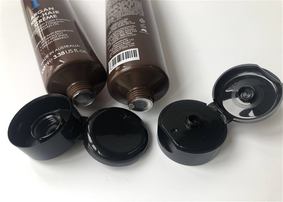 100ml  plastic tube pcakaging Dia35 protein masque brown color tube silk print arc-shaped flip top cap