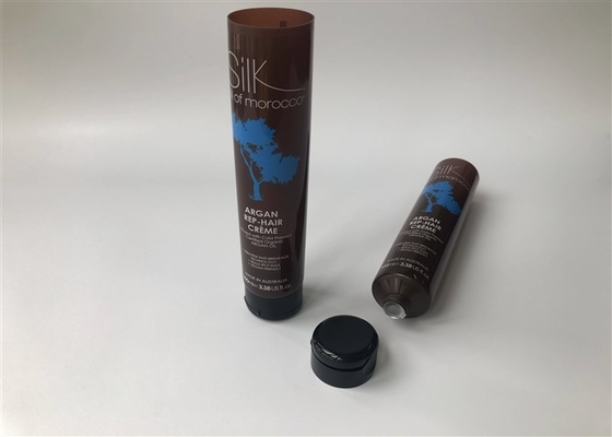 100ml  plastic tube pcakaging Dia35 protein masque brown color tube silk print arc-shaped flip top cap