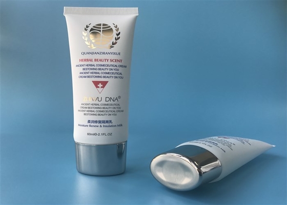Oval Hand Cream Tube Packaging Diameter 35mm Hot Stamping Logo With Electroplate Screw On Cap