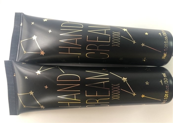 Black Tube Hand Cream Tube Packaging Dia 25 Silk Printing Hotstamping Sealing Octagonal Cap