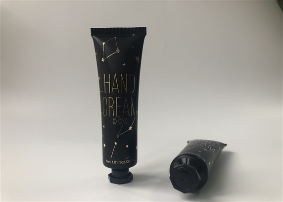 Black Tube Hand Cream Tube Packaging Dia 25 Silk Printing Hotstamping Sealing Octagonal Cap