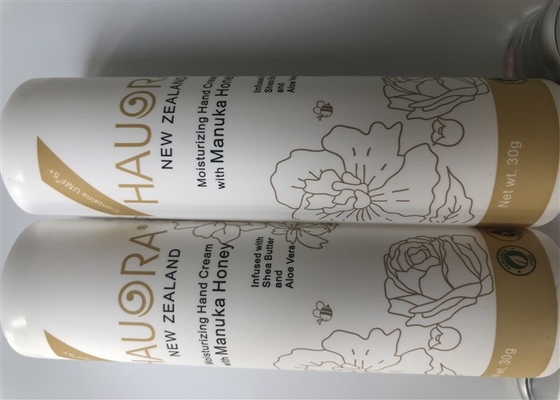 White 2 layer Plastic packaging PE hand cream  tube 4 color offset printing with Acrylic cap 30g