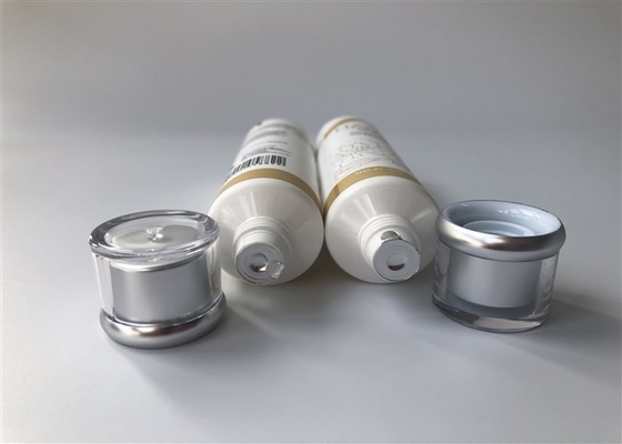White 2 layer Plastic packaging PE hand cream  tube 4 color offset printing with Acrylic cap 30g