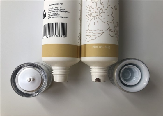 White 2 layer Plastic packaging PE hand cream  tube 4 color offset printing with Acrylic cap 30g