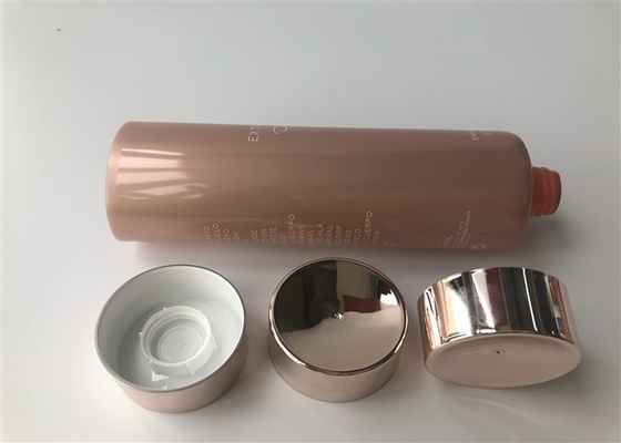 Pet Metalic Color Pearl 200ml Plastic Lotion Tubes With Electroplate Rose Golden