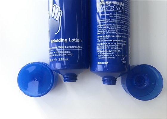 Blue Bottle Tube Packaging Diameter 40mm 2 Color Silk Screen With Blue Flip Top Cap 100ml