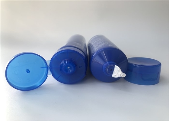 Blue Bottle Tube Packaging Diameter 40mm 2 Color Silk Screen With Blue Flip Top Cap 100ml