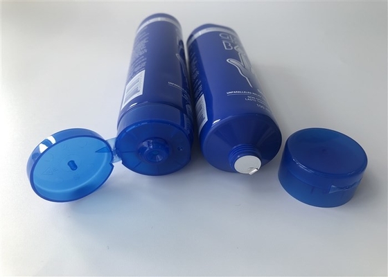 Blue Bottle Tube Packaging Diameter 40mm 2 Color Silk Screen With Blue Flip Top Cap 100ml