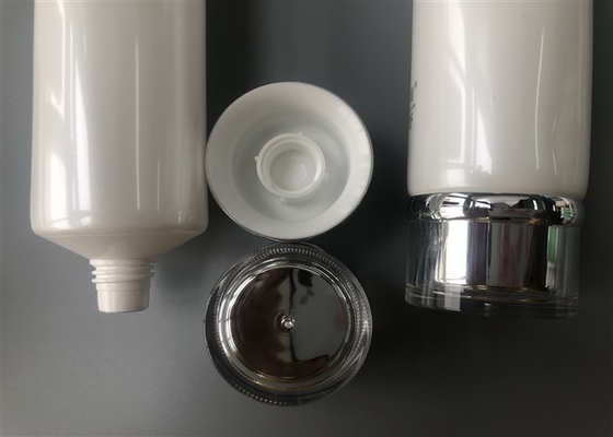 5 Layer Diameter Plastic Cosmetic Tubes Hotstamping Silver With Acrylica Cap 100ml