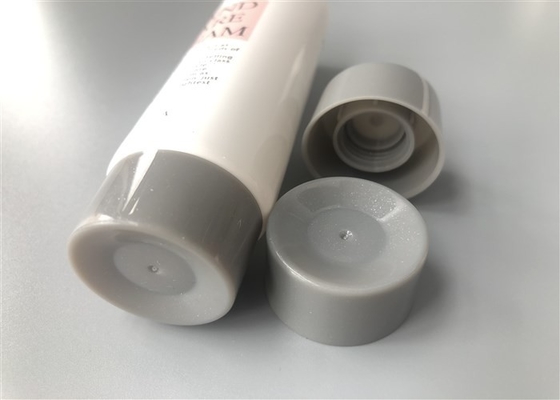 White Silk Screen Pritning Empty Cosmetic Tubes Care Hand Cream With Grey Screw Cap