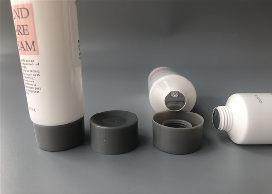 White Silk Screen Pritning Empty Cosmetic Tubes Care Hand Cream With Grey Screw Cap