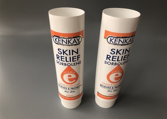 Skin Relief 100ml Plastic Cream Tubes  2c Offset Screen Printing Glossy With Teeth Cap