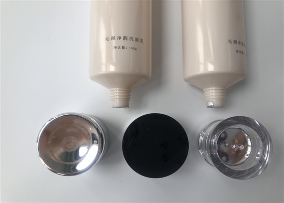 Colored Pearlescent Flash Gold Plastic Cream Tubes With Acrylic Cap 1c Screen Printing