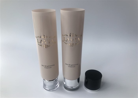 Colored Pearlescent Flash Gold Plastic Cream Tubes With Acrylic Cap 1c Screen Printing