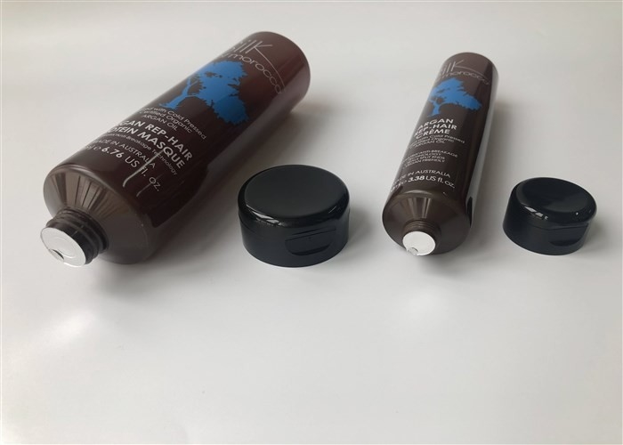 100ml  plastic tube pcakaging Dia35 protein masque brown color tube silk print arc-shaped flip top cap