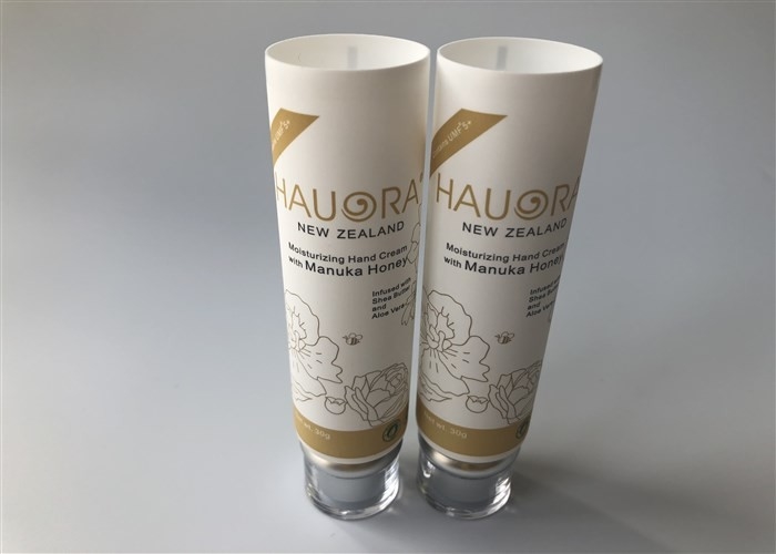 White 2 layer Plastic packaging PE hand cream  tube 4 color offset printing with Acrylic cap 30g