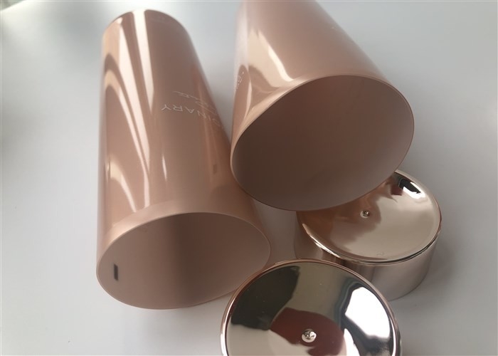 Pet Metalic Color Pearl 200ml Plastic Lotion Tubes With Electroplate Rose Golden