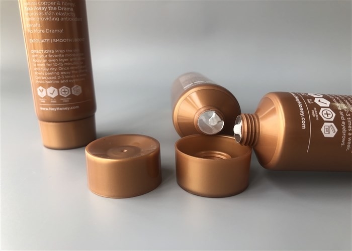 Brown Pearlescent Empty Cosmetic Tubes 60ml 1c Silk Screen Printing With Screw On Cap